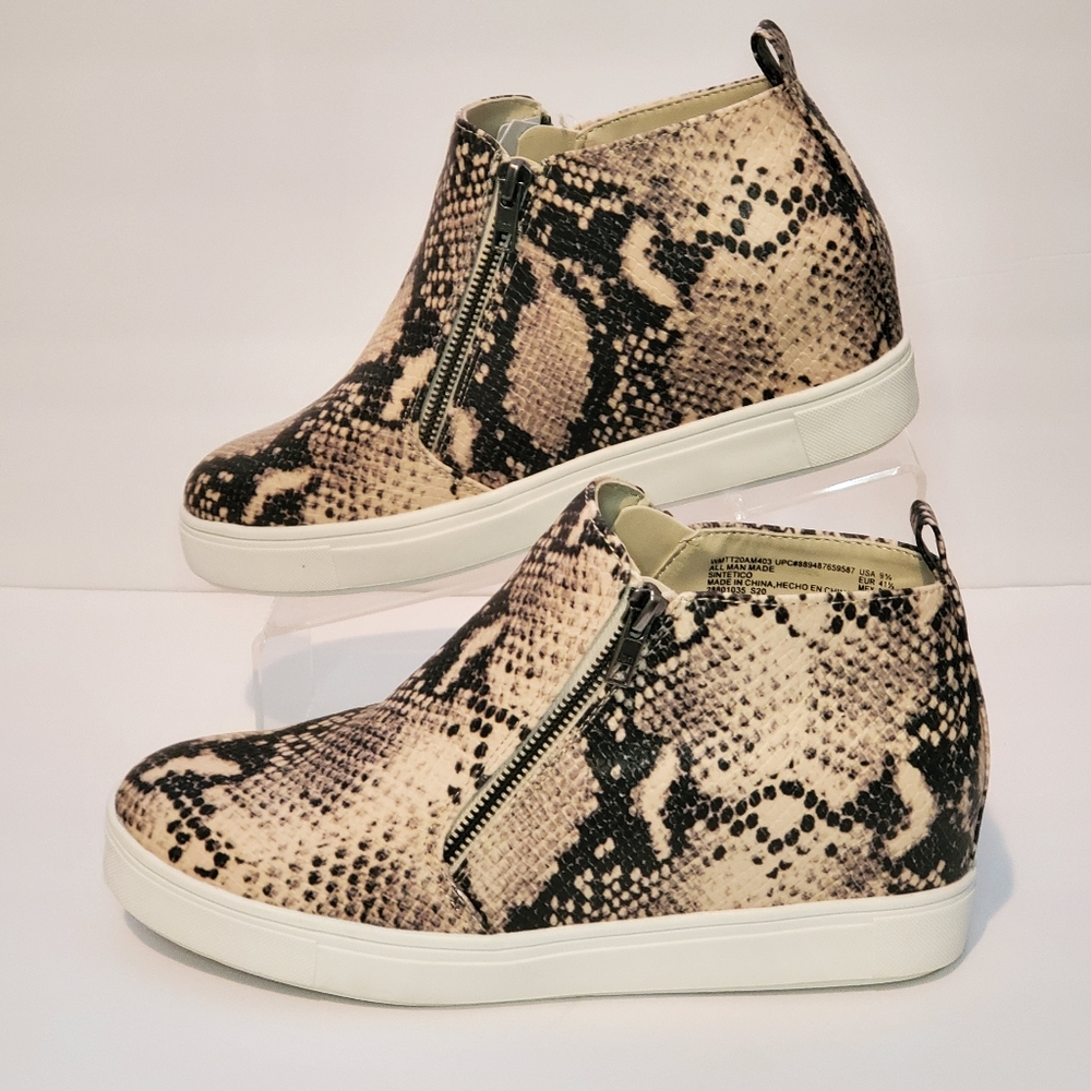 Low Wedge Heeled Snakeskin Sneakers
